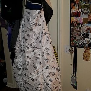 Long black and white prom dress